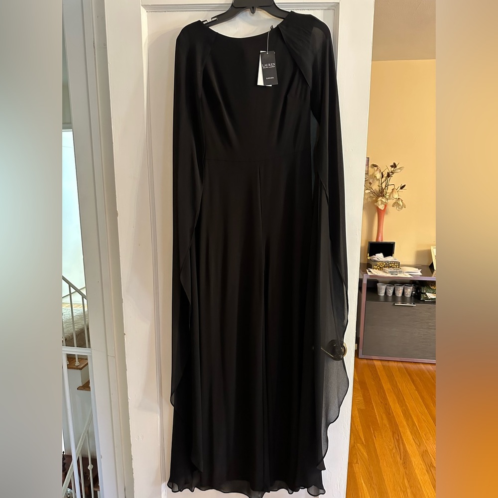Lauren Ralph Lauren black cape jumpsuit size 0